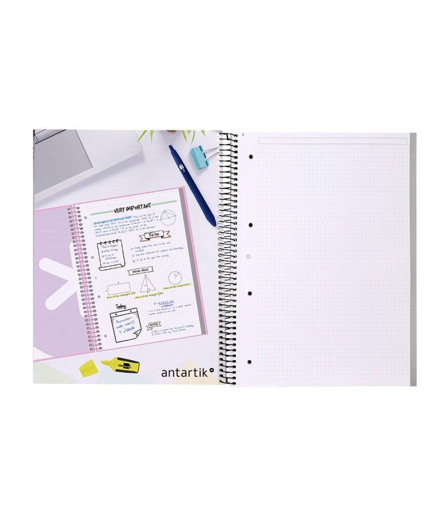 Cuaderno espiral liderpapel a4 micro antartik tapa forrada80h 90 gr rayado puntos 1 banda 4 taladros negro