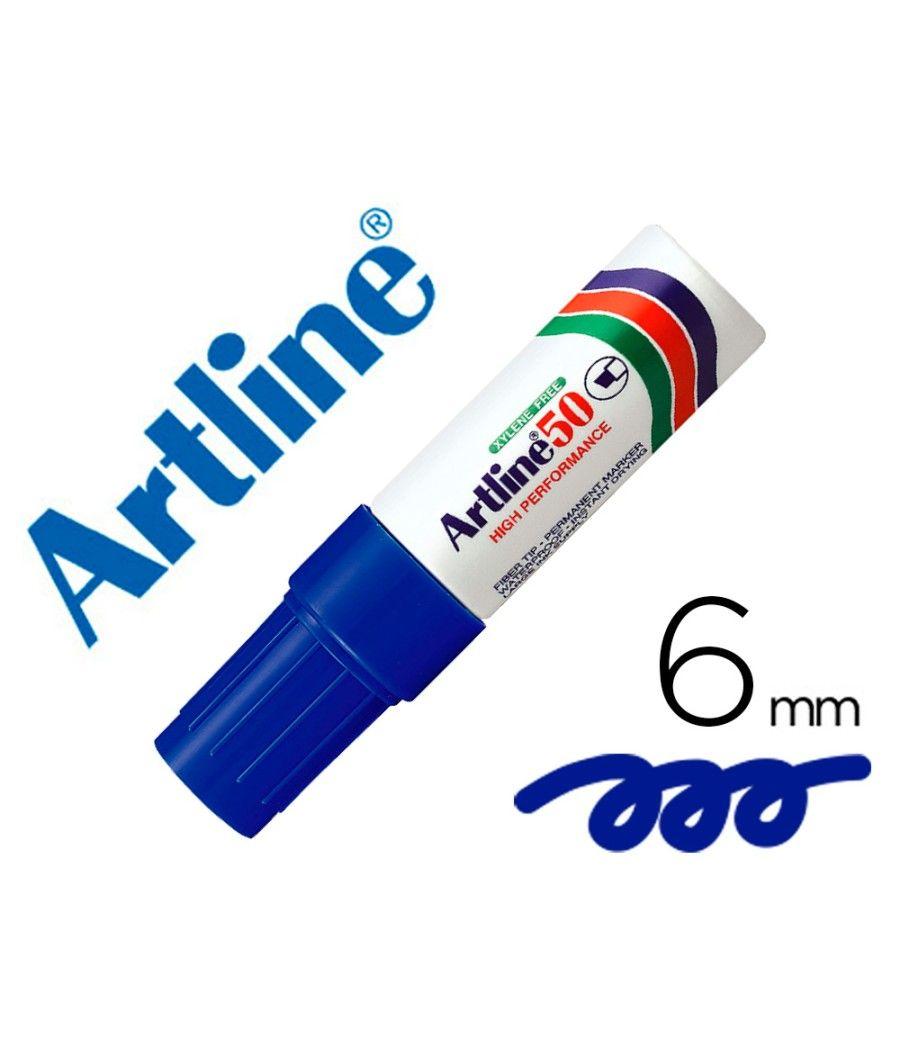 Rotulador artline marcador permanente ek-50 azul -punta biselada 6 mm -papel metal y cristal pack 12 unidades