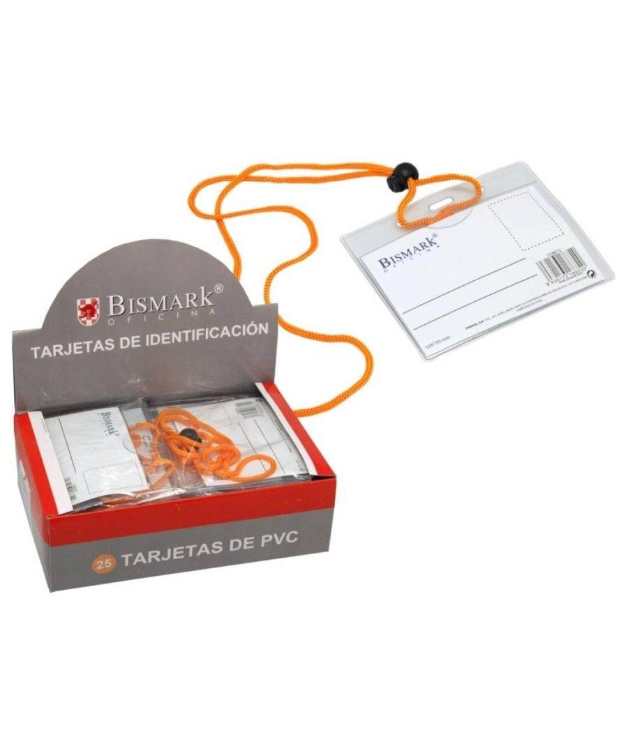 Bismark tarjetas de identificación pvc horizontal 10,9x9 cm cordón naranja -25u-