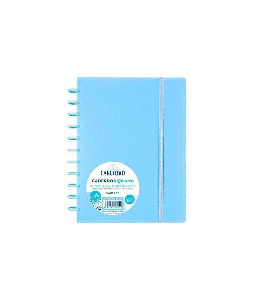 Carchivo cuaderno ingeniox pastel espiral a4 100h 100gr cuadrícula 5x5 tapas pp semi-rígido cierre c/goma azul