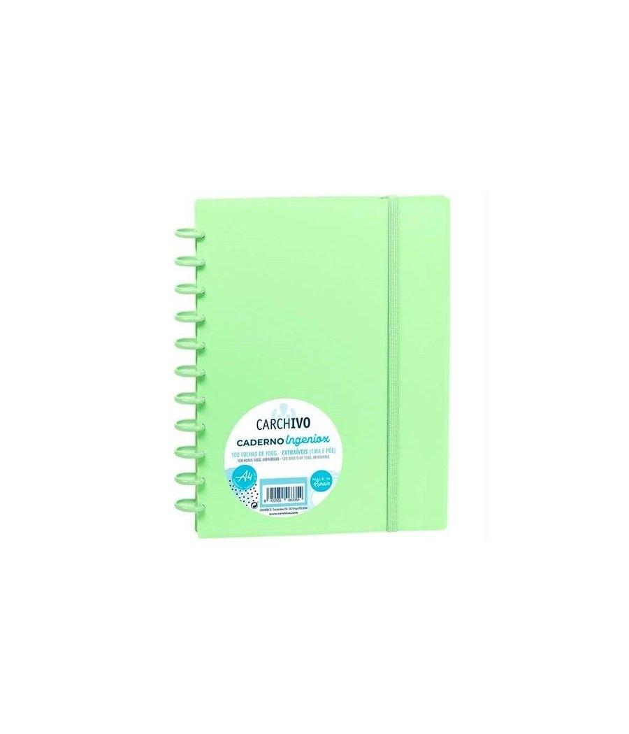 Carchivo cuaderno ingeniox pastel espiral a4 100h c/separadores extraíbles 100gr cuadrícula 5x5 tapas pp semi-rígido cierre c/go