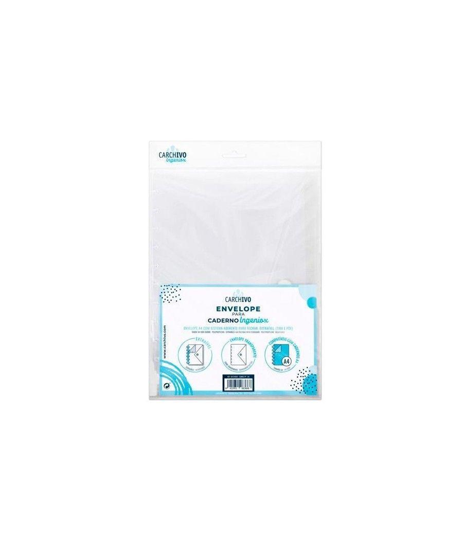 Carchivo sobre ingeniox a4 extraíble cierre c/velcro polipropileno transparente