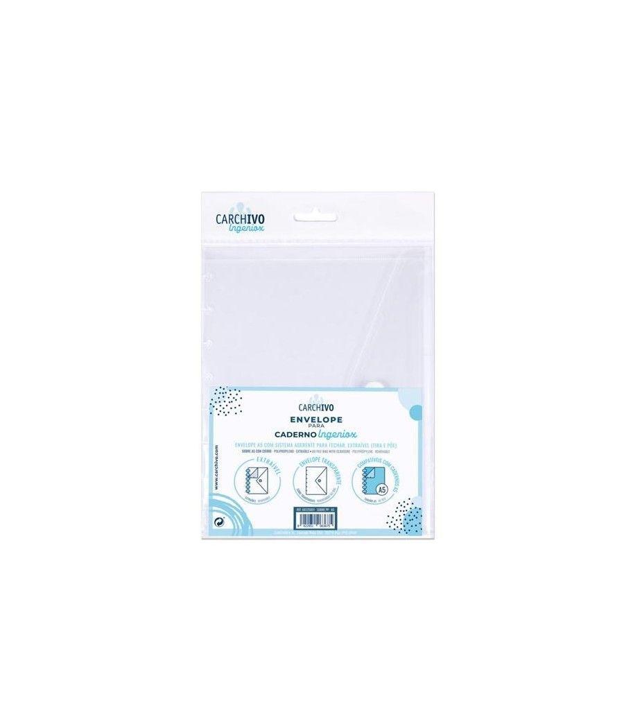 Carchivo sobre ingeniox a5 extraíble cierre c/velcro polipropileno transparente