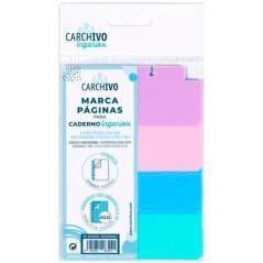 Carchivo marcapáginas ingeniox extraíbles 4 posiciones polipropileno neon