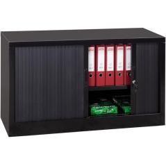 Armario metálico dos puertas persiana correderas 100x45x100 cm (ancho x fondo x alto) incluye 2 baldas acabado en antracita (mon