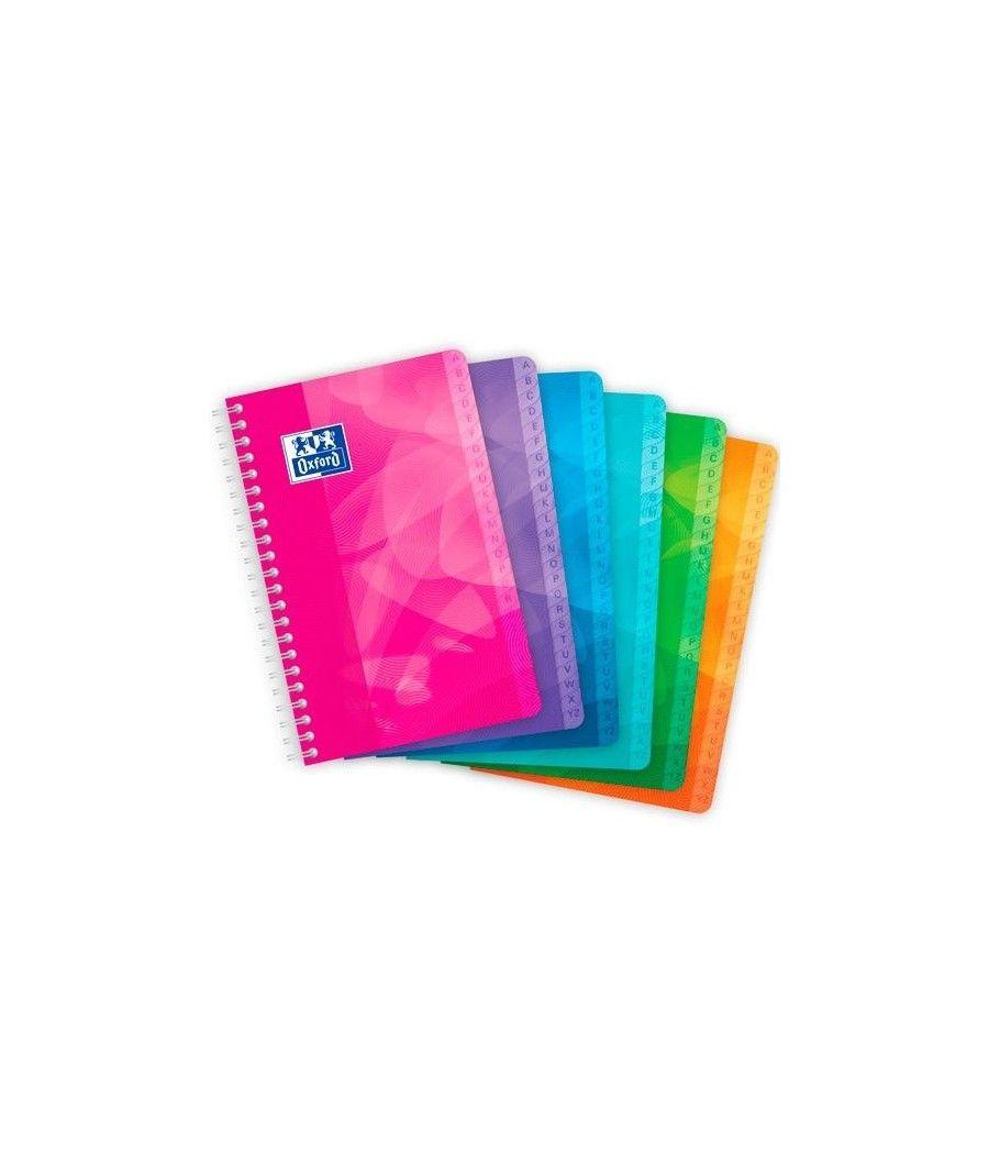 Oxford cuaderno índice alfabético c/espiral 50h 11x17cm 90gr rayado 5x5 t/polipropileno colores surtidos pack 10 unidades