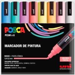 Posca estuche basic marcador pc-5m/8c surtido pastel -8u-