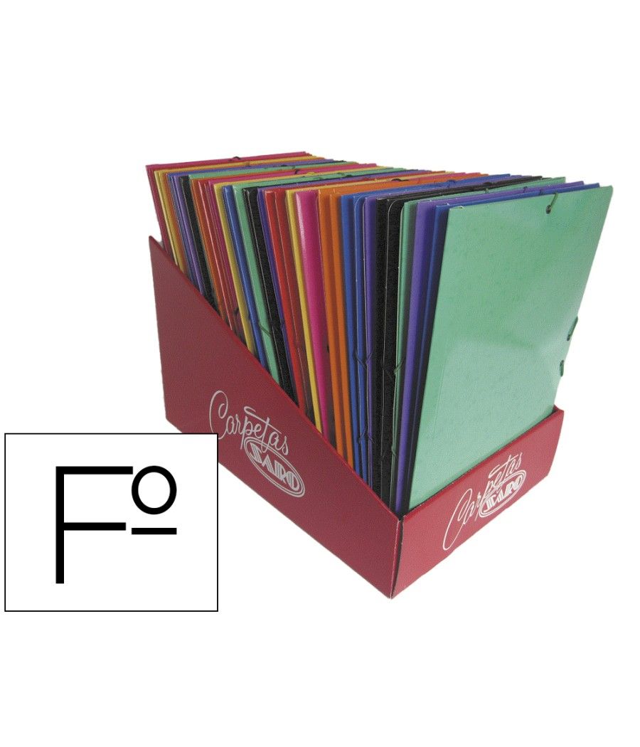 Carpeta gomas solapas saro cartón folio colores surtidos pack 48 unidades
