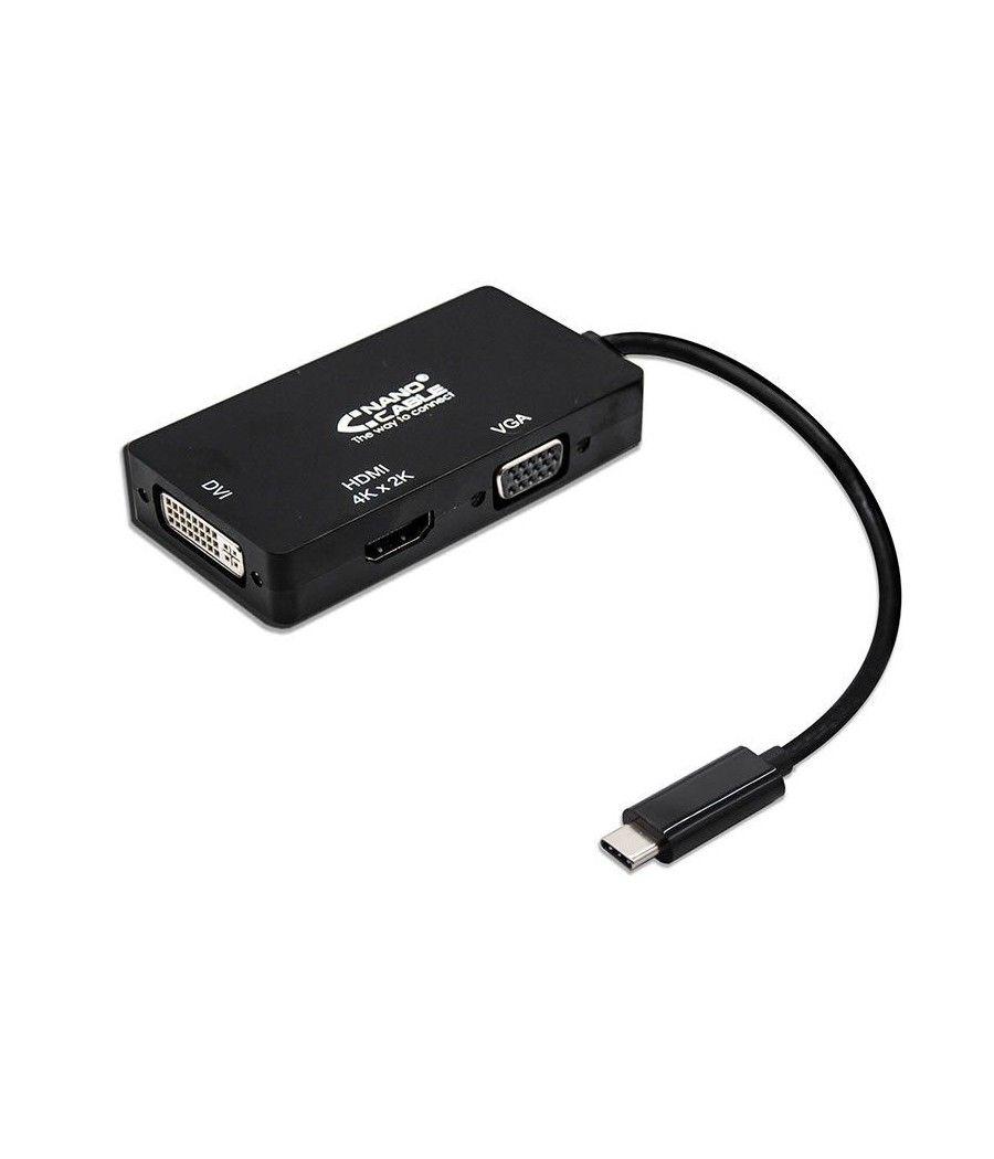 Adaptador Nanocable 10.16.4301-BK/ USB Tipo-C Macho - VGA Hembra/ DVI Hembra/ HDMI Hembra - Imagen 1