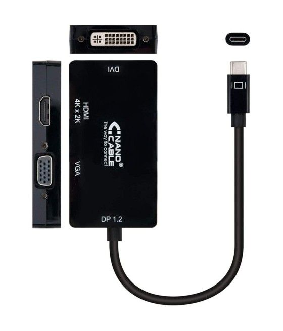 Adaptador Nanocable 10.16.4301-BK/ USB Tipo-C Macho - VGA Hembra/ DVI Hembra/ HDMI Hembra - Imagen 2