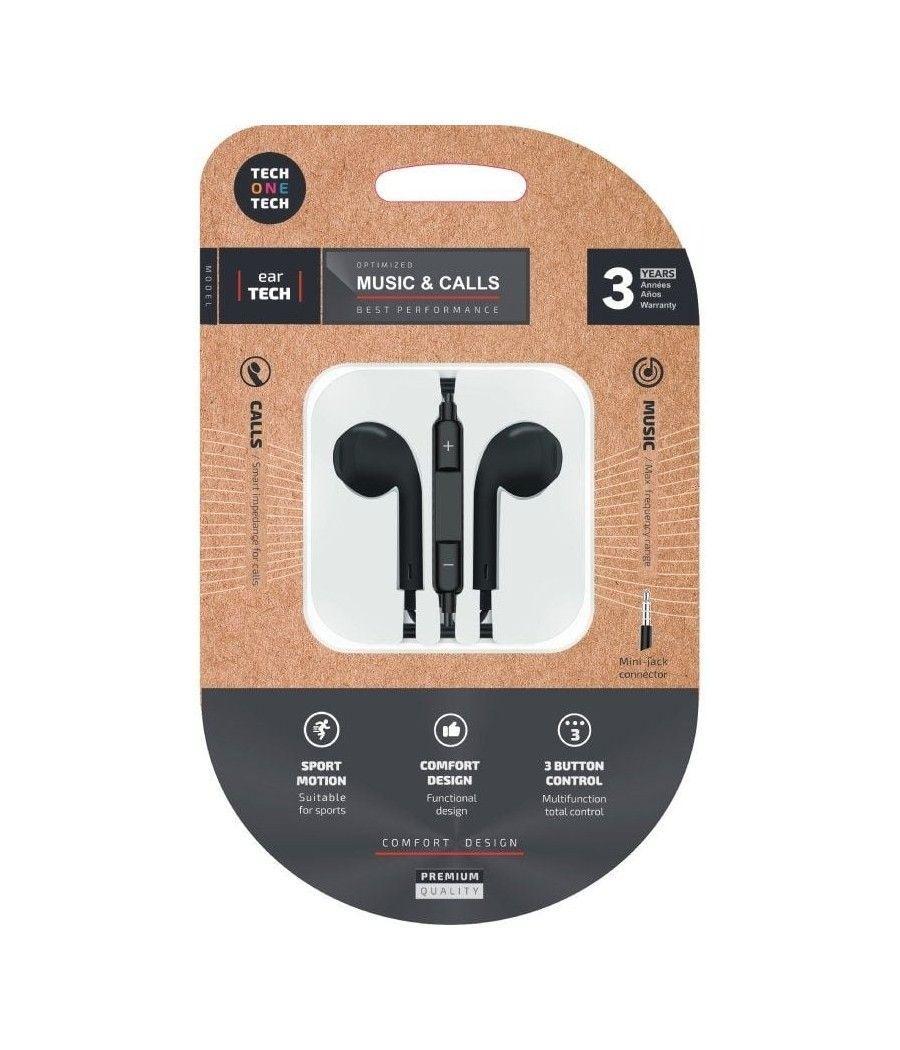 Auriculares tech one tech eartech tec1002/ con micrófono/ jack 3.5/ negros