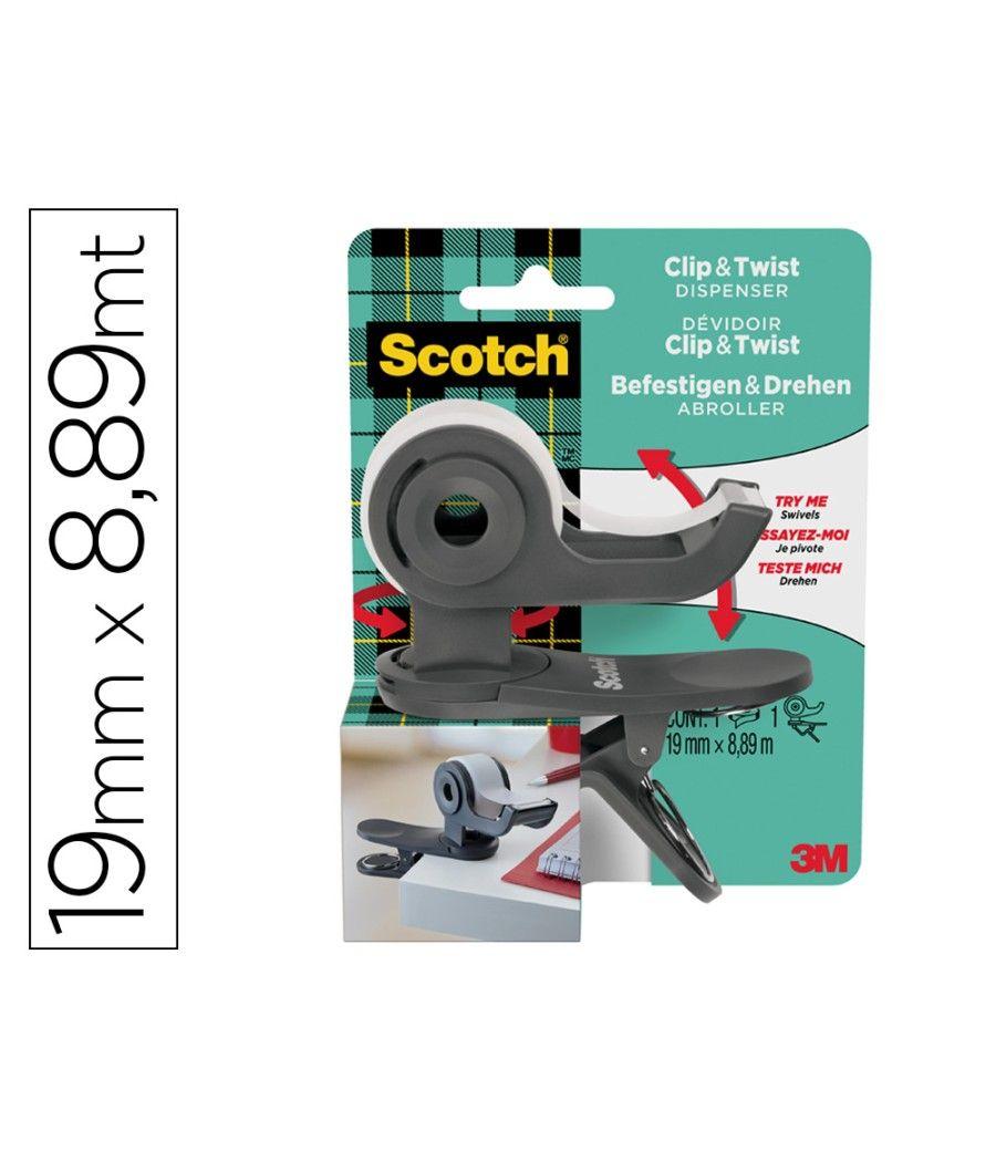 Portarrollo scotch clip & twist incluye 1 cinta scotch magic 8,89 mt x 19 mm