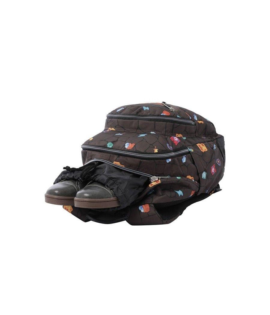 Mochila escolar estampado videojuego - crayoles totto ma04eco029-2210n-3y7