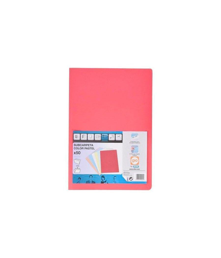 Gio subcarpeta simple cartulina folio 180gr rojo pastel -50u-