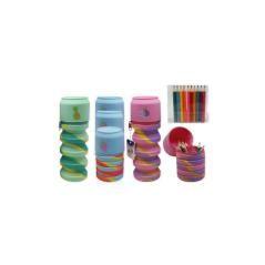 Portatodo silicona rainbow extensible + lapiceros bismark 330188