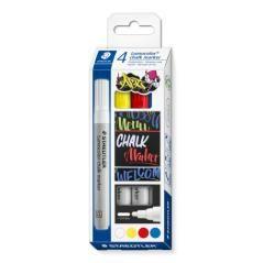 Staedtler lumocolor marcador de tiza bala azul, rojo, blanco, amarillo 4 pieza(s)