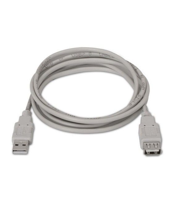 Cable alargador usb 2.0 aisens a101-0012/ usb macho - usb hembra/ 1m/ beige