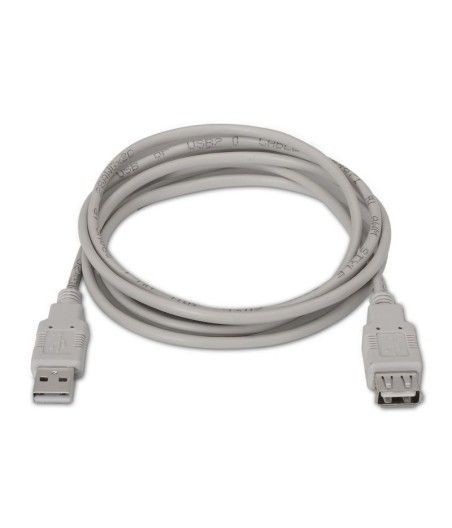Cable alargador usb 2.0 aisens a101-0012/ usb macho - usb hembra/ 1m/ beige