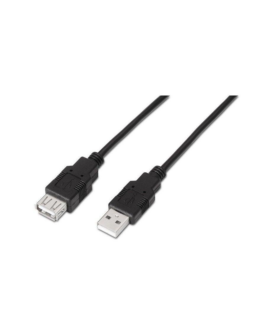 Cable Alargador USB 2.0 Aisens A101-0015/ USB Macho - USB Hembra/ 1m/ Negro - Imagen 1