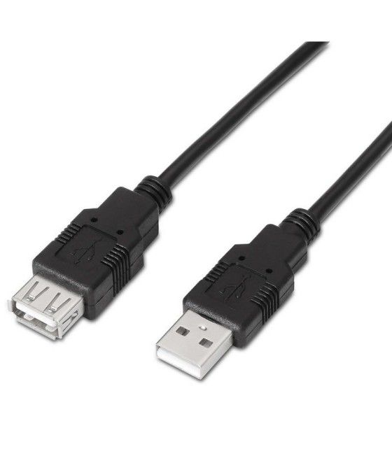Cable Alargador USB 2.0 Aisens A101-0016/ USB Macho - USB Hembra/ 1.8m/ Negro - Imagen 1