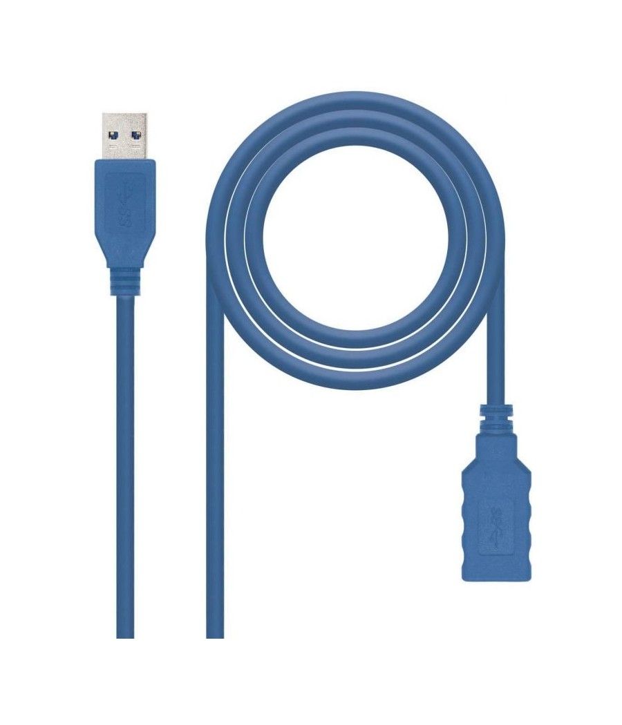 Cable Alargador USB 3.0 Nanocable 10.01.0902-BL/ USB Macho - USB Hembra/ 2m/ Azul - Imagen 2