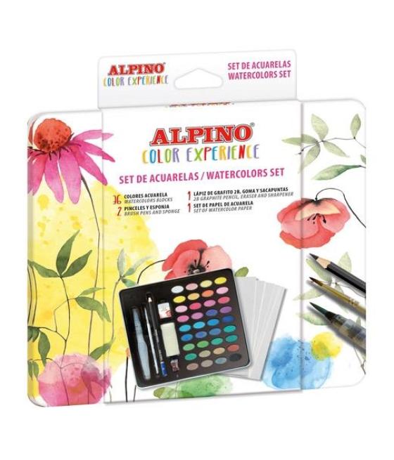 Alpino acuarelas color experience set completo 36 colores + accesorios /surtidos