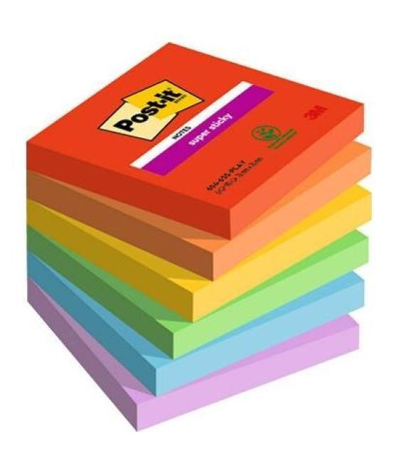 Post-it notas adhesivas super sticky 3 colores lugares playful 76x76 6 blocs