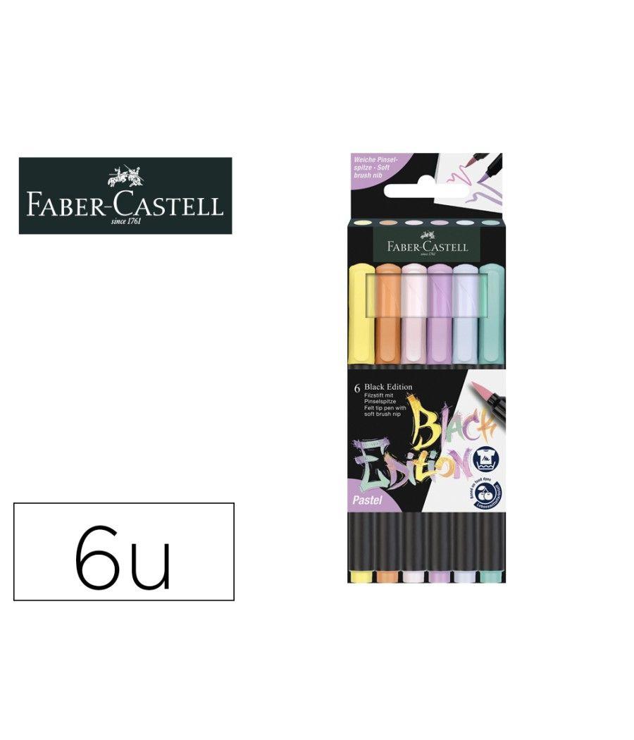 Rotulador faber castell edicion black punta de pincel pastel caja de 6 unidades colores surtidos