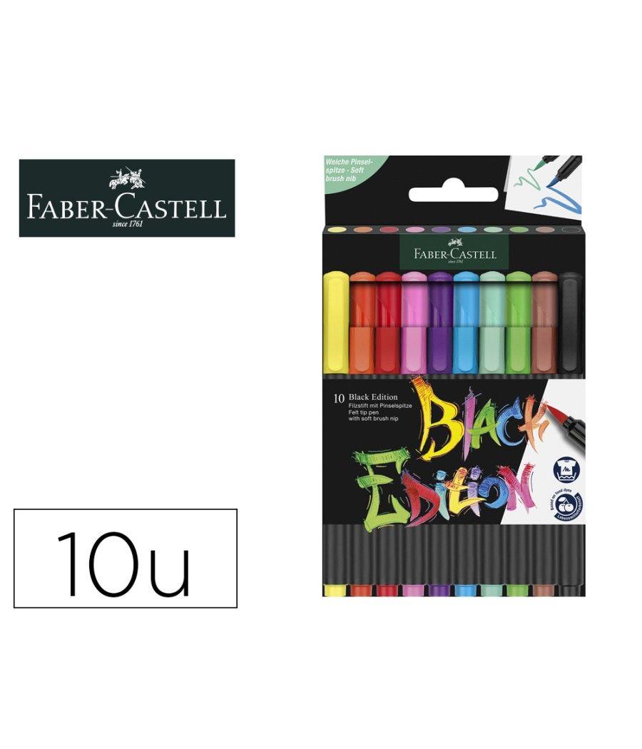 Rotulador faber castell edicion black punta de pincel caja de 10 unidades colores surtidos