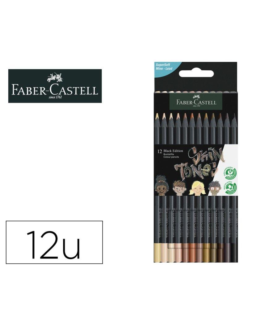 Lápices de colores faber castell black edicion tonos de piel caja de 12 unidades colores surtidos