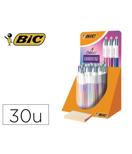 Bolígrafo bic cuatro colores gradiente expositor de 30 unidades colores surtidos
