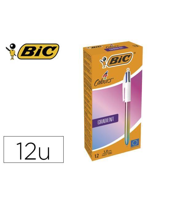 Bolígrafo bic cuatro colores gradiente caja de 12 unidades colores surtidos