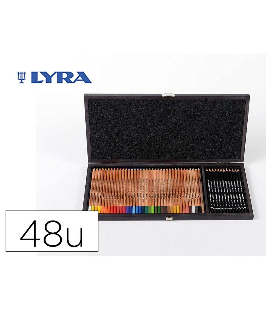 Lápices de colores lyra rembrandt polycolor 36 olores surtidos + 12 lápices de grafito en maletin de madera