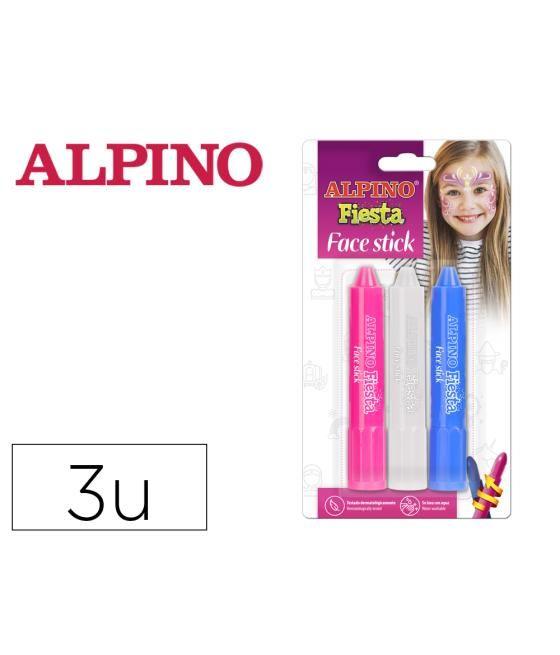 Barra de maquillaje alpino fiesta face stick princesas blister de 3 unidades colores surtidos