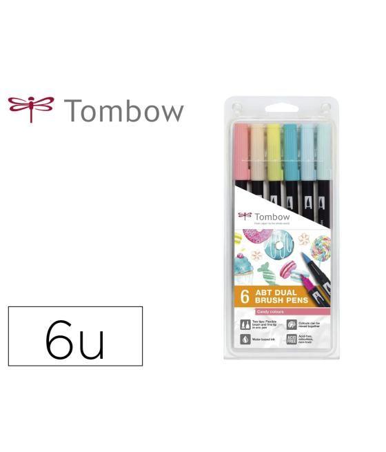 Rotulador tombow dual brush doble punta pincel gama de grises estuche de 6 unidades