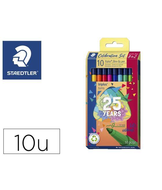 Rotulador staedtler triplus happy estuche de 10 unidades colores surtidos