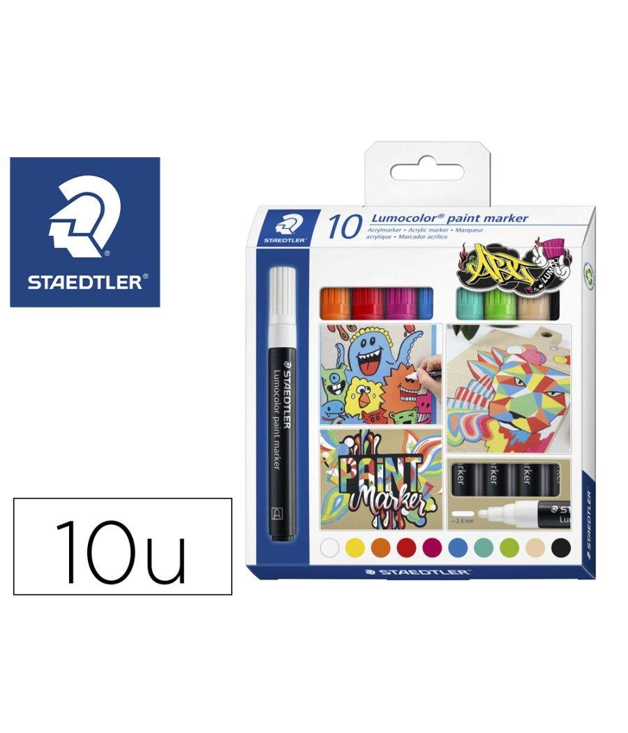 Rotulador staedtler tinta acrílica punta redonda 2,4 mm estuche de 10 unidades colores surtidos