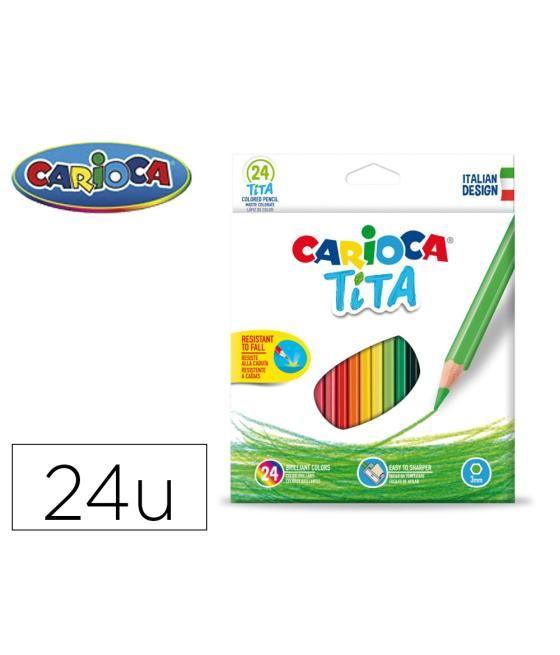 Lápices de colores carioca tita hexagonal caja de 24 unidades colores surtidos