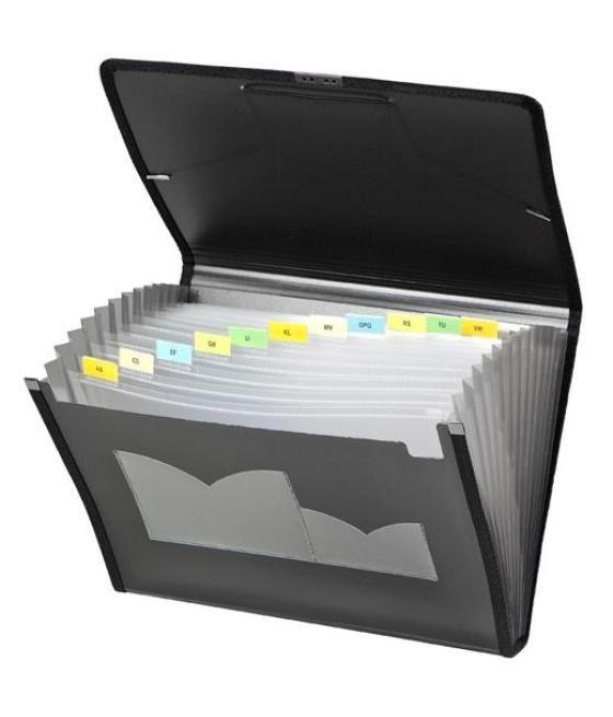 Carchivo clasificador acordeón dune 13 dptos folio c/goma pp rígido acanalado negro
