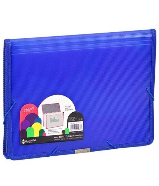 Carchivo clasificador acordeón dune 13 dptos folio c/goma pp rígido acanalado azul