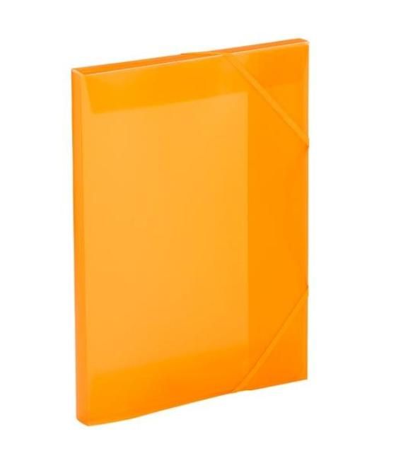 Carchivo carpeta 3 solapas folio c/gomas pp translúcido naranja