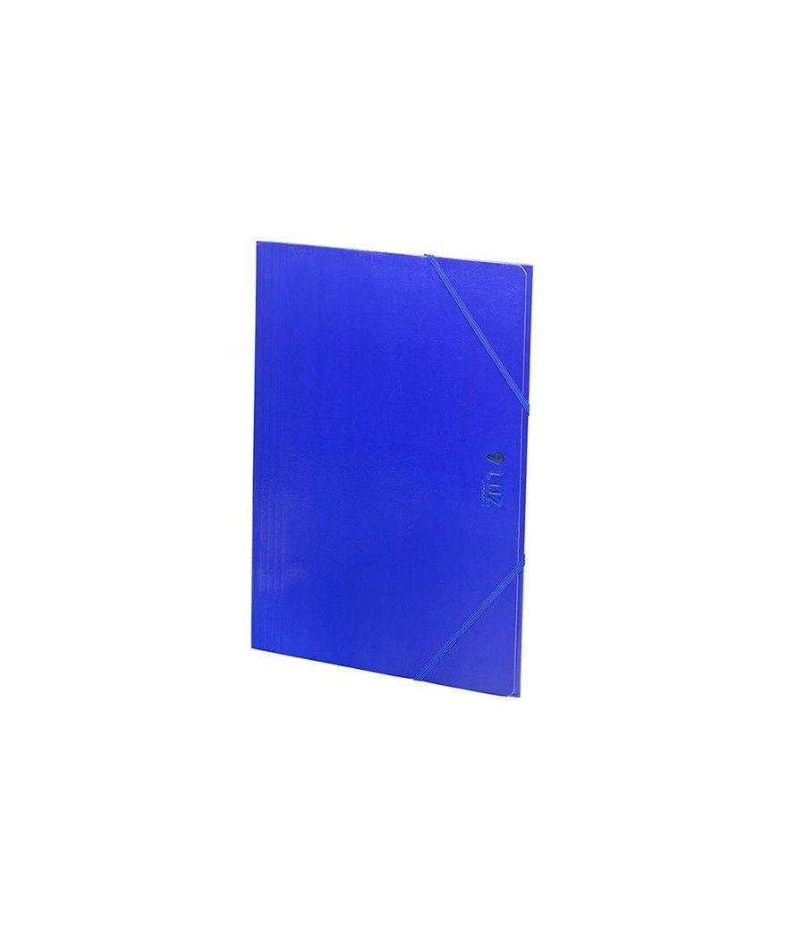 Carchivo carpeta 3 solapas folio c/gomas cartón brillo luz azul marino