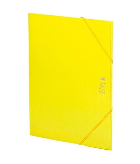 Carchivo carpeta 3 solapas folio c/gomas cartón brillo luz amarillo
