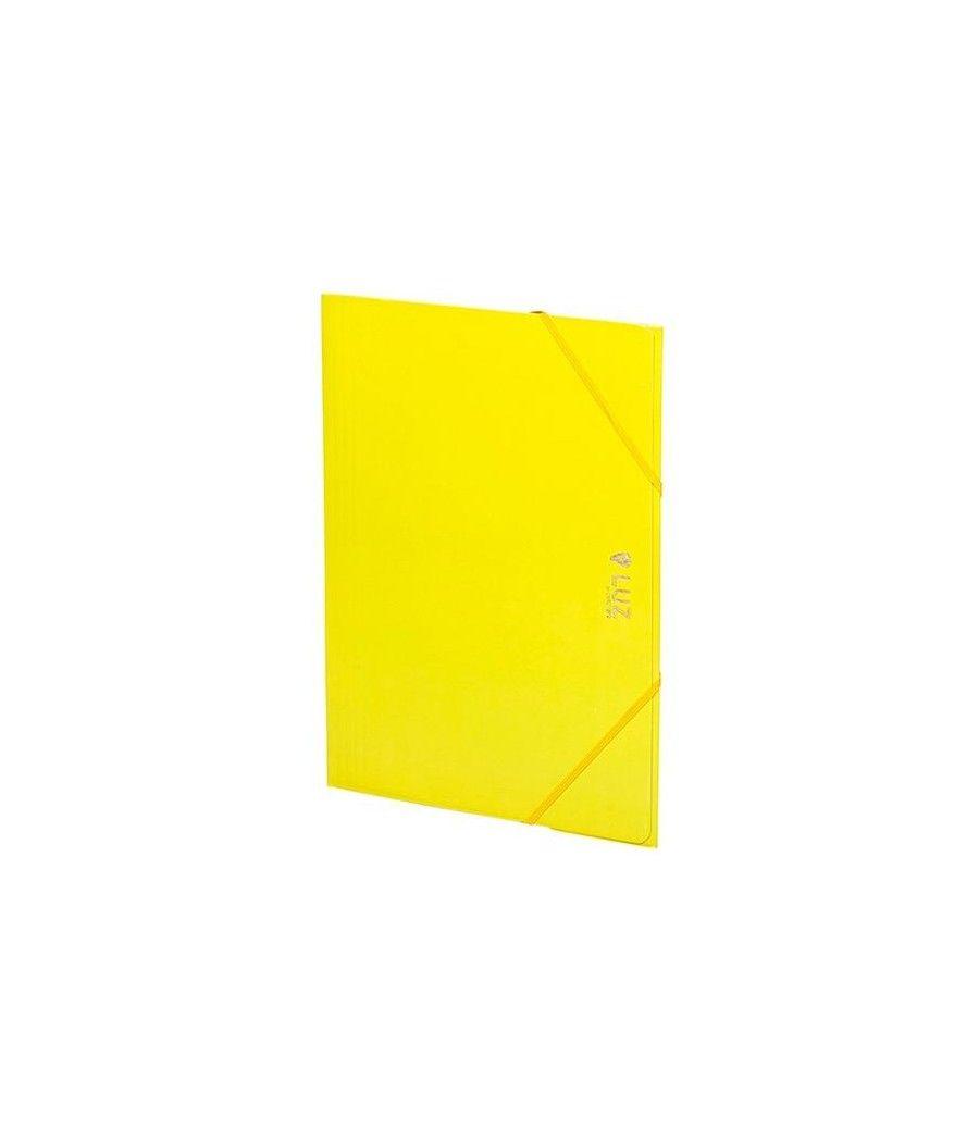 Carchivo carpeta 3 solapas folio c/gomas cartón brillo luz amarillo