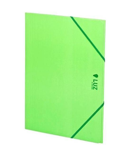 Carchivo carpeta 3 solapas folio c/gomas cartón brillo luz verde