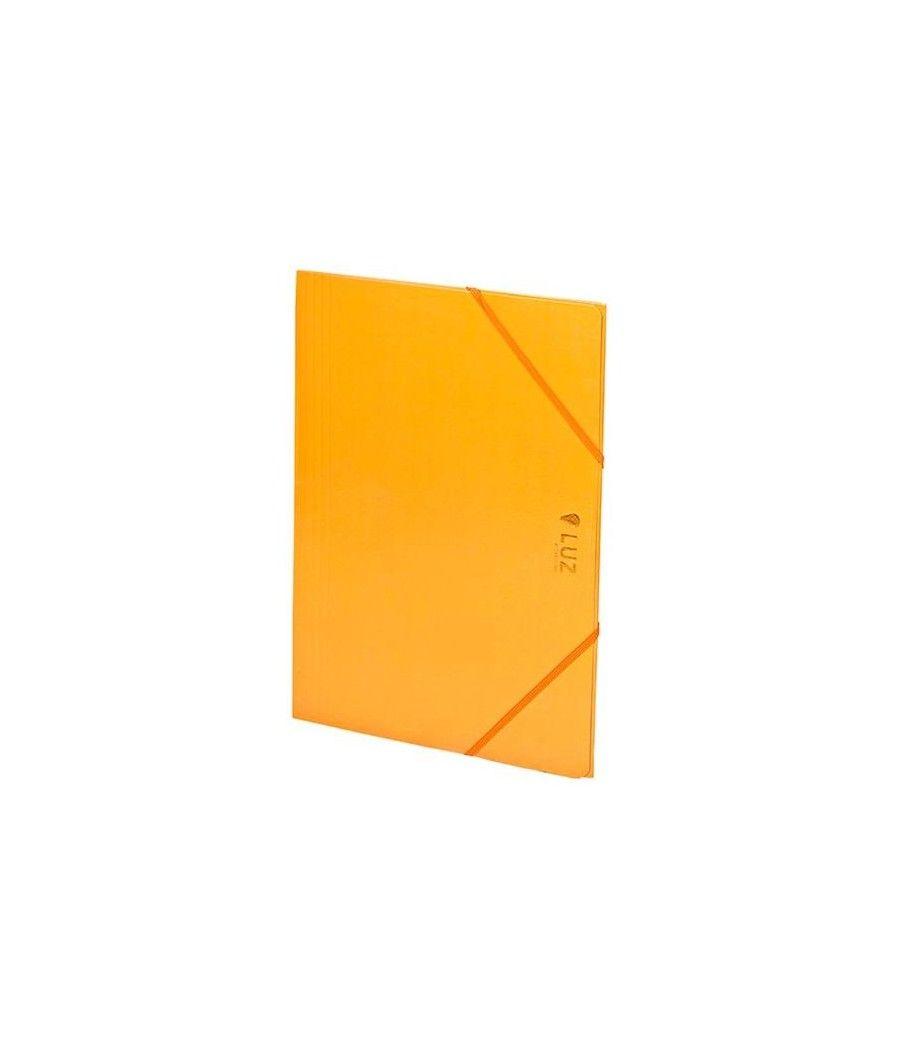 Carchivo carpeta 3 solapas folio c/gomas cartón brillo luz naranja