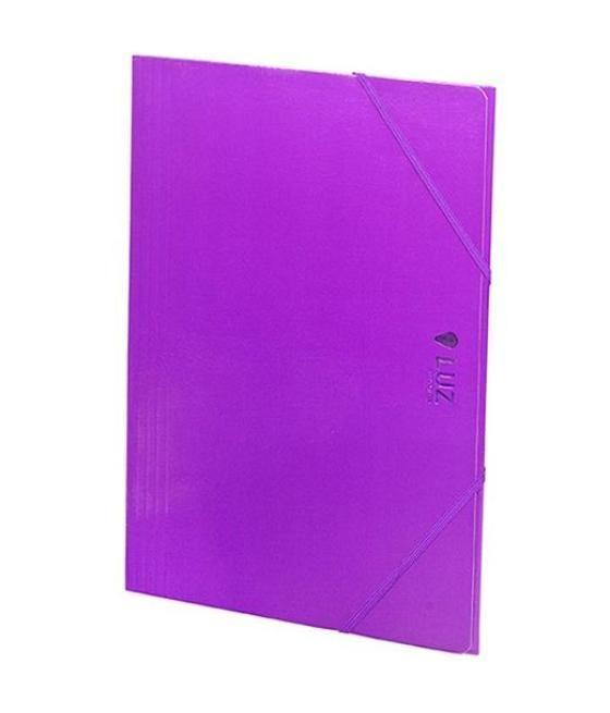 Carchivo carpeta 3 solapas folio c/gomas cartón brillo luz violeta