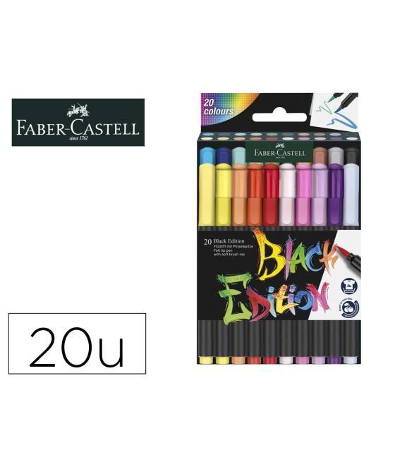 Rotulador faber castell edicion black punta de pincel caja de 20 unidades colores surtidos