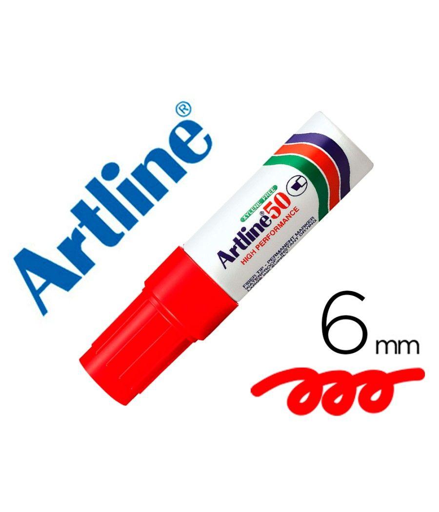 Rotulador artline marcador permanente ek-50 rojo -punta biselada 6 mm -papel metal y cristal pack 12 unidades