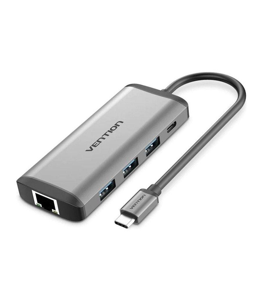 Docking usb tipo-c vention cndhb/ 1xhdmi/ 3xusb/ 1xusb tipo-c/ 1xrj45/ 1xlector tarjetas/ gris